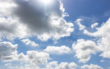 White clouds and blue sky