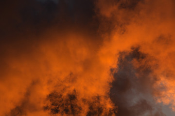 In the evening the sky was orange clouds