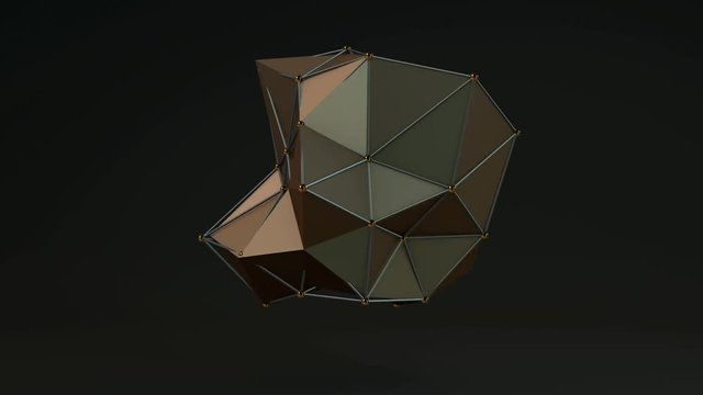 3D animation of a polyhedron from a set of polygons constantly changing its shape.