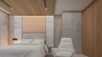 Copper Wall Decor in luxury bedroom , 3d rendering