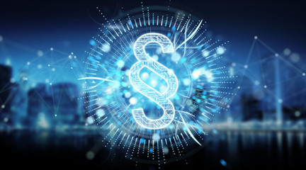 Law paragraph digital hologram background 3D rendering
