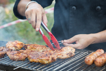 Tasty meat, fried in grile with a delicious crust