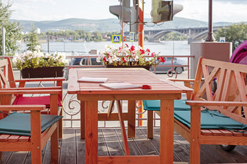 empty wooden table in Krasnoyarsk