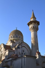 Fototapeta na wymiar Old Mosque against clear blue sky - concept for peace and religion