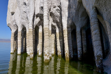Naklejka premium Stone Columns at the eastern shore of Lake Crowley Mono county, California