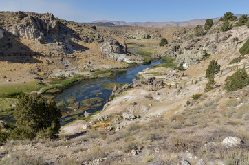 Fototapeta na wymiar Hot Creek Geological Site Whitmore Hot Springs, Mono county, California