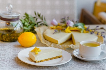 Morning dessert with herbal tea