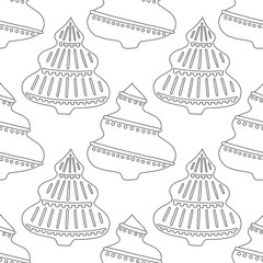 Gingerbread. Black and white illustration for coloring book or page. Christmas, holiday background.
