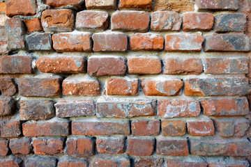 Old vintage red brick wall texture grunge background