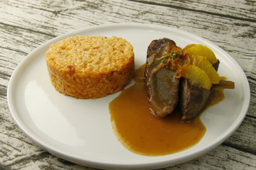 Magret de canard et riz aux agrumes 