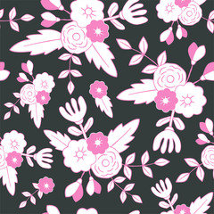 Beautiful floral seamless pattern. Perfect for textile, wrapping, web and all kind of decorative projects. Vector illustration. Vector illustration.