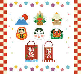 お正月のアイコンイラストセット