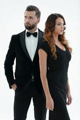 Handsome man and woman in black dress