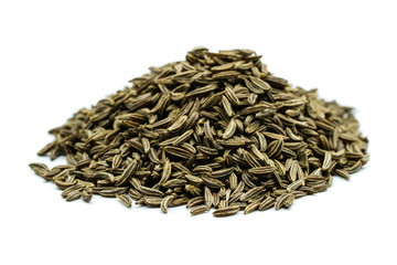 Kreuzkümmel Kümmel isoliert freigestellt auf weißen Hintergrund, Freisteller