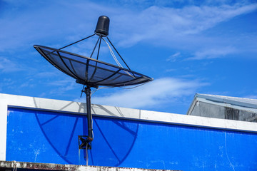 Television Satellite clear sky on color building