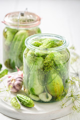 Preparation for fresh canned cucumber in the jar