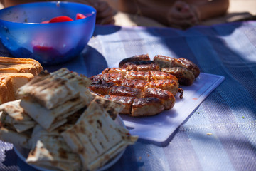 eating at a picnic