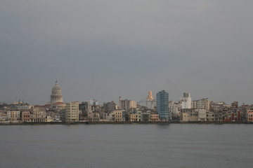 The City of Habana, Cuba. 06.05.2009.  The City view from the Sea, the Malecon Waterfront.