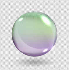 Realistic soap bubbles with rainbow reflection isolated on transparent background. Vector illustration.