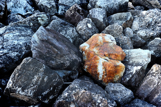 Group of nature  dark granite stone