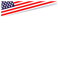 Patriotic corner frame with USA flag symbols.