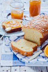 French Brioche - french sweet brioche bread with orange marmalade