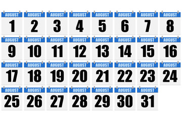 Calendario azul de agosto.
