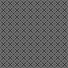 Elegant black and white seamless pattern. Fabric print. Seamless background, mosaic ornament, ethnic style.