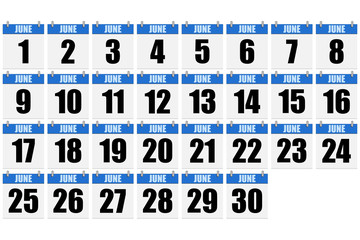 Calendario azul de junio.