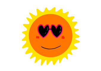 ハート型サングラスと太陽