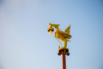 Close up asian phoenix sculpture in Asia temple. Asia culture art. Endemic culture art of Asia....