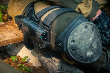 Stalker sniper portrait in postapocalyptic universe