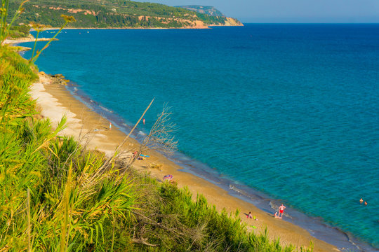 Kanali beach near Lourdata village in Kefalonia Greece. A beautiful, quiet and secluded beach with turquoise sea waters