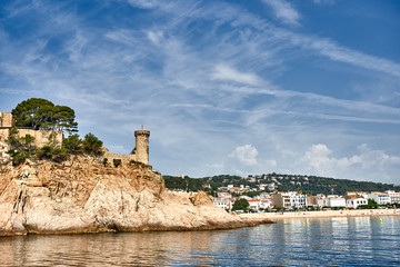 Landscape of Rocks on the coast of Tossa de Mar in a beautiful summer day, Costa Brava, Catalonia, Spain