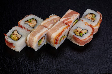 Japanese roll with bacon