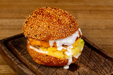 Tasty burger with meat