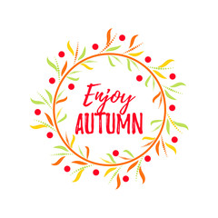 Colorful autumn wreath. Vector illustration. Design elements for invitations, greeting cards, quotes, blogs, posters, banners.