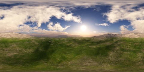 Naklejka na ściany i meble Panorama of the hills. Environment map. HDRI . equidistant projection. Spherical panorama. landscape. 