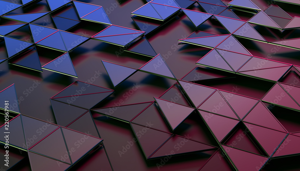 Poster abstract 3d rendering of geometric surface. composition with triangles. futuristic modern background