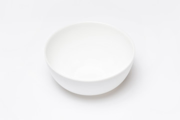 Closeup ceramic empty bowl isolated at white background.