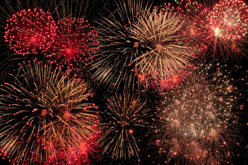 Composite images making up a background of fireworks