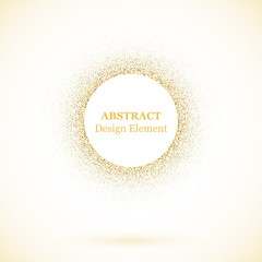 Stippling abstract dotted background for your design. Sparkling effect vector frame. Golden dots pattern isolated on the white background. Vector abstract gold glitter design element.