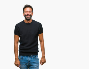 Fototapeta premium Adult hispanic man over isolated background with a happy and cool smile on face. Lucky person.