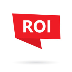 ROI (Return On Investment) acronym on sticker- vector illustration