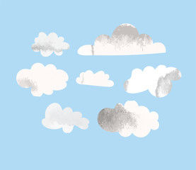 watercolor collection of vector clouds