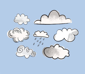 watercolor collection of vector clouds