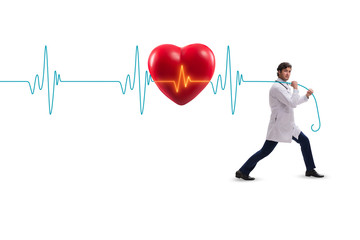 Cardiologist in telemedicine concept with heart beat