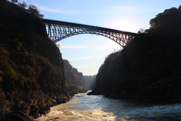Victoria falls bridge spanning the Zambezi river - Zambia and Zimbabwe