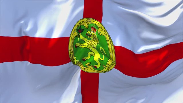 109. Alderney Flag Waving in Wind Slow Motion Animation . 4K Realistic Fabric Texture Flag Smooth Blowing on a windy day Continuous Seamless Loop Background.
