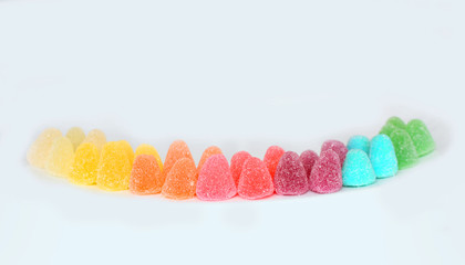 Gummy candies with sugar of many colors